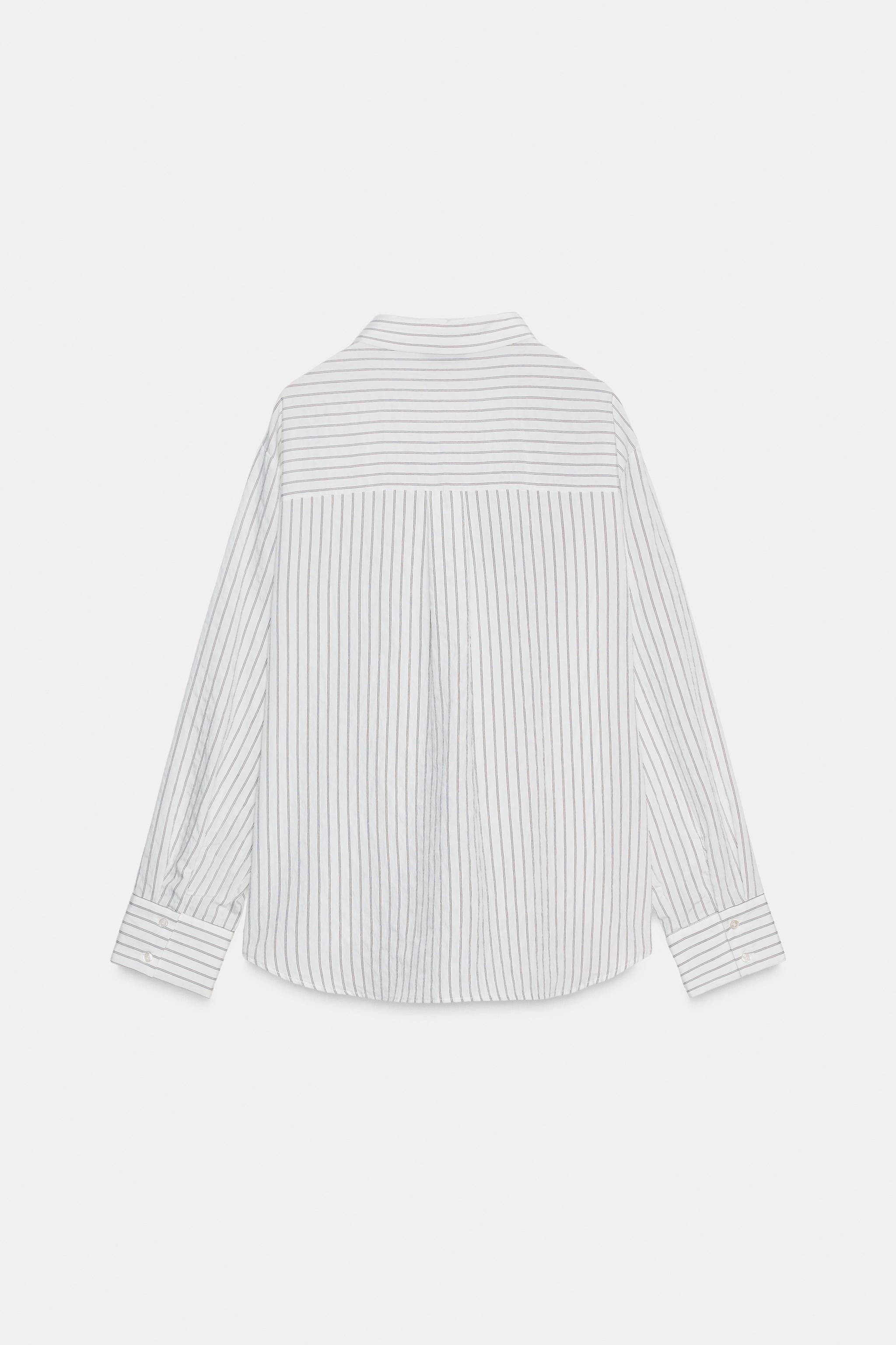 STRIPED SHIRT WITH LACE FLOWER